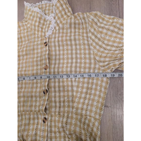 Floral Garden Midi Dress with Peter Pan Collar - Yellow Gingham - Picture 6 of 9